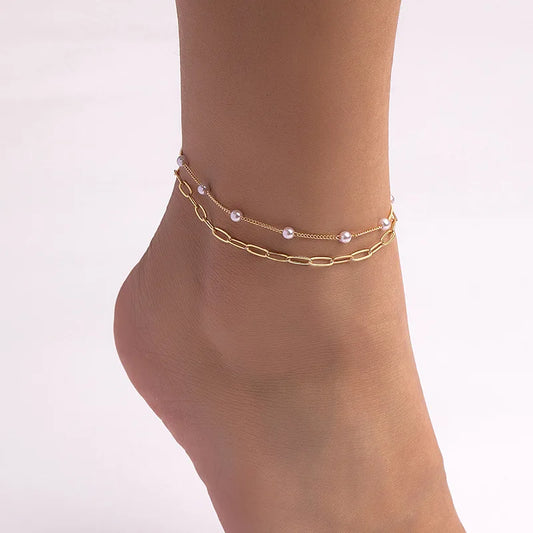 Stainless Steel Pearl Anklet - Beach Party Essential